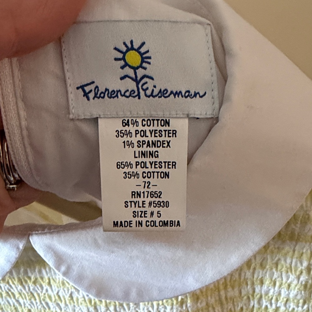 NWOT Florence Eiseman Yellow Seersucker Dress with White Peter Pan Collar - Picture 2 of 6